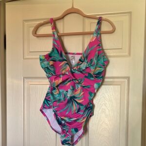 American Beach x Maurice’s Tropical Pink and Green Swimsuit